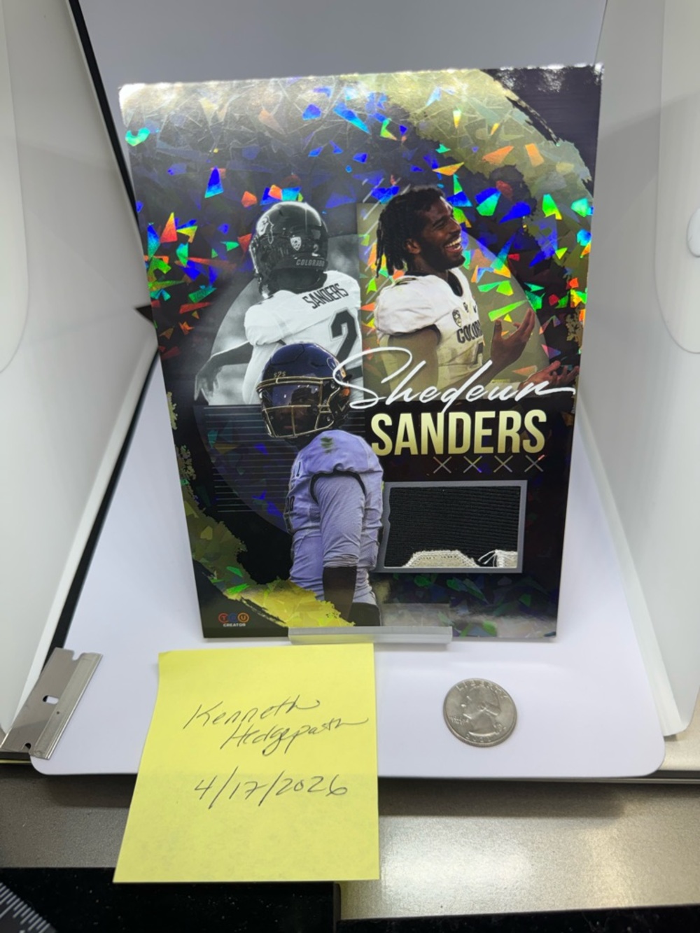 Shedeur Sanders Holographic Football Card cracked ice jumbo